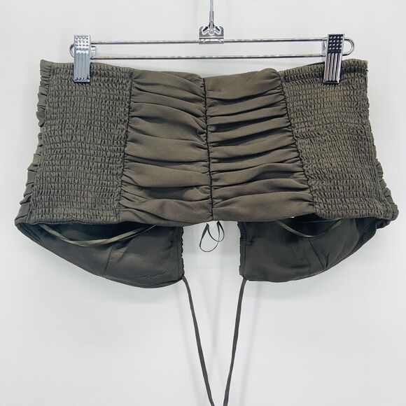 NEW Zara Satin Effect Draped Halter Top Womens M Crop Green Club Dance Date Glam - Picture 10 of 11